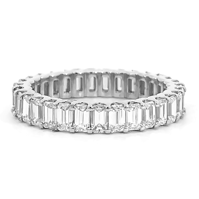 SPECIAL! 3.56ct G SI 14K White Gold Emerald Cut Diamond Eternity Ring Size 6