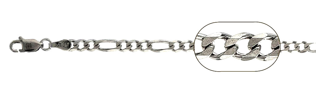 100-4MM Rhodium Finished Figaro .925 Sterling Silver Chain 7"-36" Available NEW
