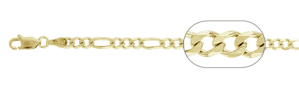 100-4MM Yellow Gold Plated Figaro Chain .925  Solid Sterling Silver Available in 7"-30" inches NEW