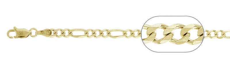 100-4MM Yellow Gold Plated Figaro Chain .925  Solid Sterling Silver Available in 7"-30" inches NEW