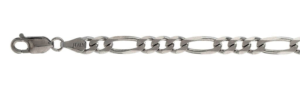 150-6.2MM Rhodium Finished Figaro .925 Sterling Silver Chain 8-28" Available NEW