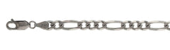 150-6.2MM Rhodium Finished Figaro .925 Sterling Silver Chain 8-28" Available NEW