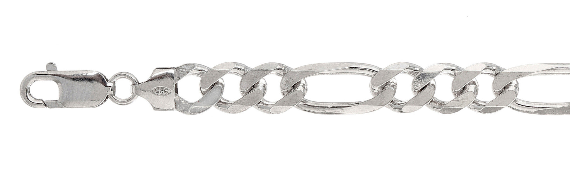 220-9MM Figaro Chain .925  Solid Sterling Silver Sizes 8-36" NEW