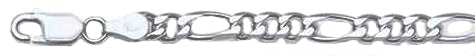200-8MM Rhodium Finished Figaro .925 Sterling Silver Chain 8-28" Available NEW
