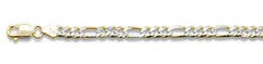 120-5MM Yellow Gold Plated Pave Figaro Chain .925  Solid Sterling Silver Available in 7"- 26" inches NEW