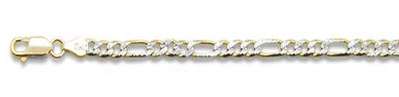 120-5MM Yellow Gold Plated Pave Figaro Chain .925  Solid Sterling Silver Available in 7"- 26" inches NEW