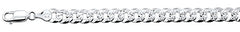 160-6.4MM Flat Pave Curb Chain .925 Solid Sterling Silver Available in 8"- 30" inches NEW