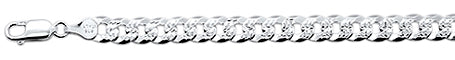 160-6.4MM Flat Pave Curb Chain .925 Solid Sterling Silver Available in 8"- 30" inches NEW