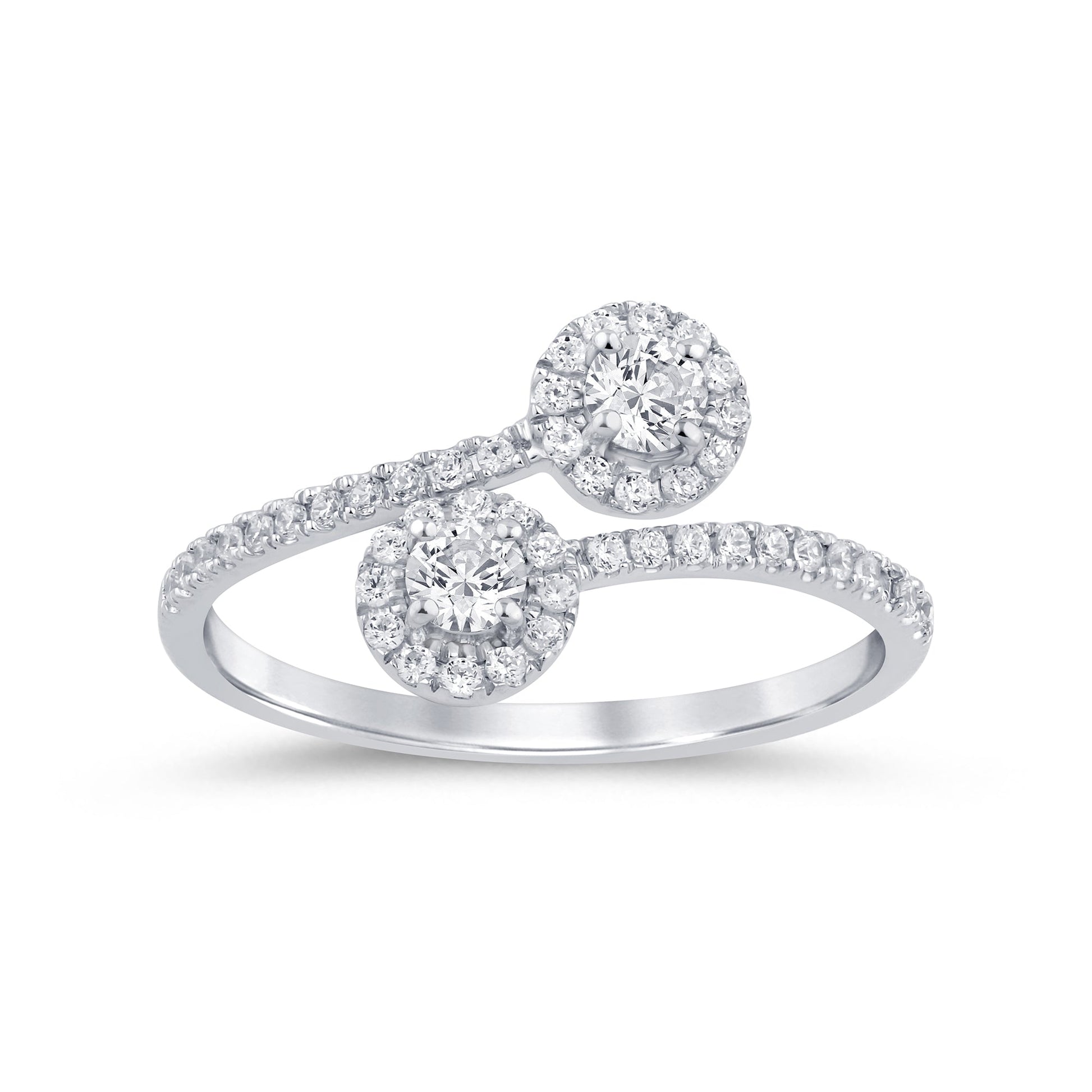 SPECIAL!.41ct G SI 14K White Gold Diamond Round Shape Open Ring Band Size 6.5