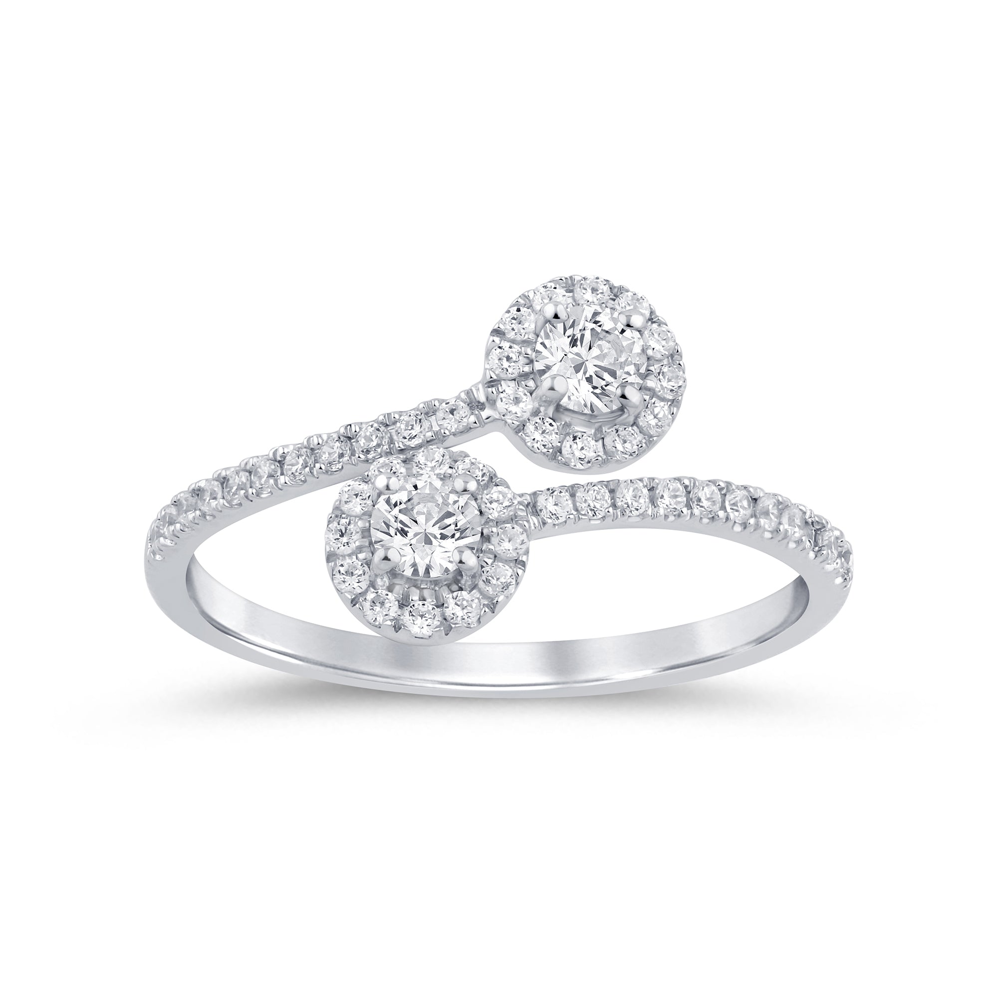 SPECIAL!.41ct G SI 14K White Gold Diamond Round Shape Open Ring Band Size 6.5