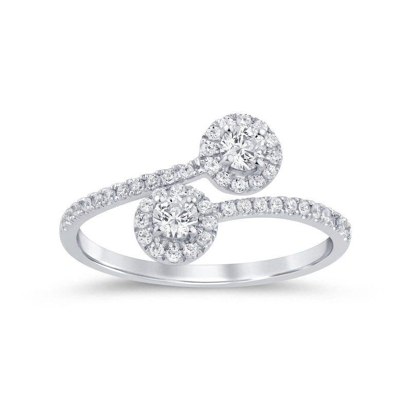 SPECIAL!.41ct G SI 14K White Gold Diamond Round Shape Open Ring Band Size 6.5