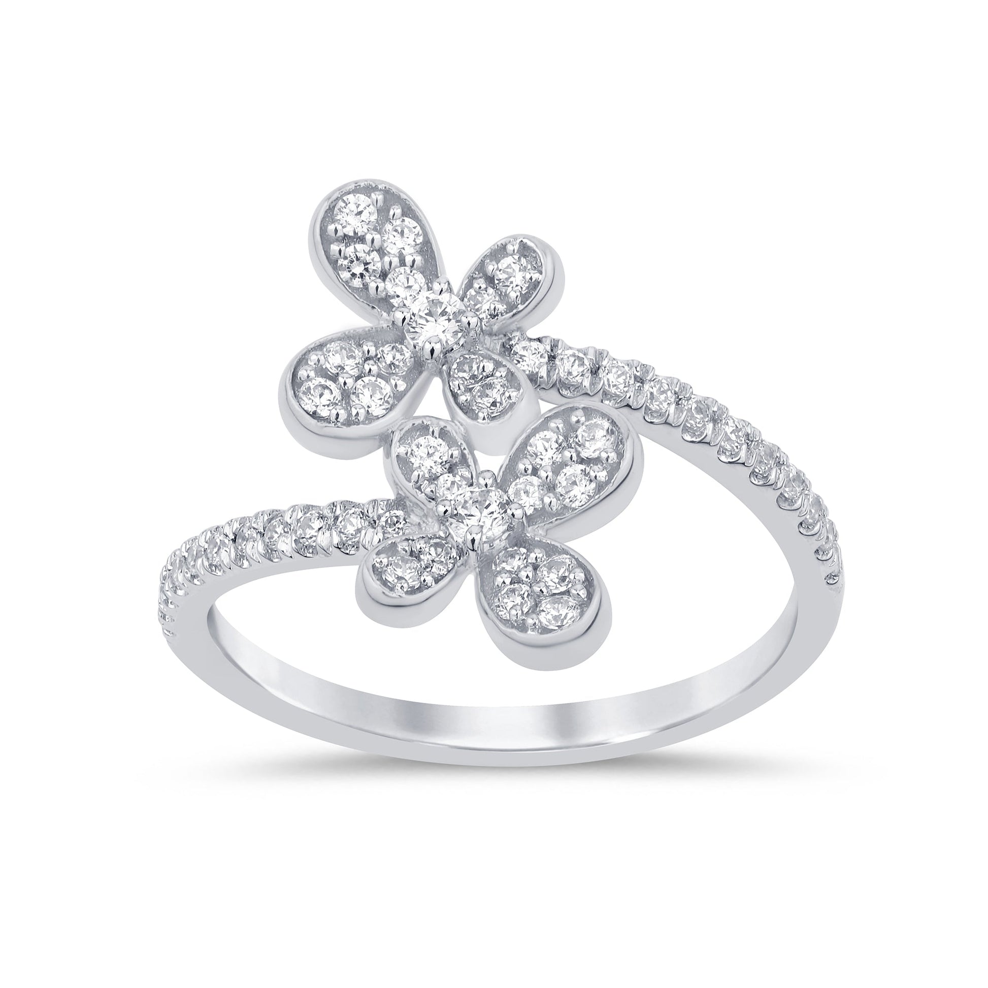 SPECIAL!.40ct G SI 14K White Gold Diamond Flower Ring Band Size 6.5