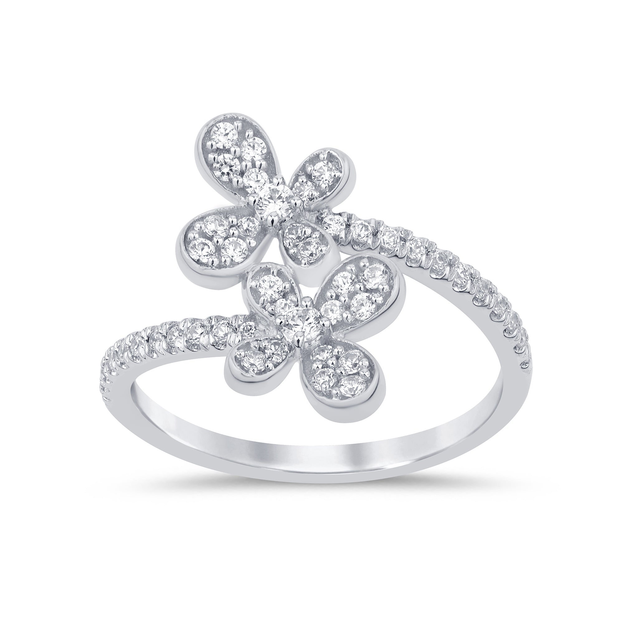 SPECIAL!.40ct G SI 14K White Gold Diamond Flower Ring Band Size 6.5