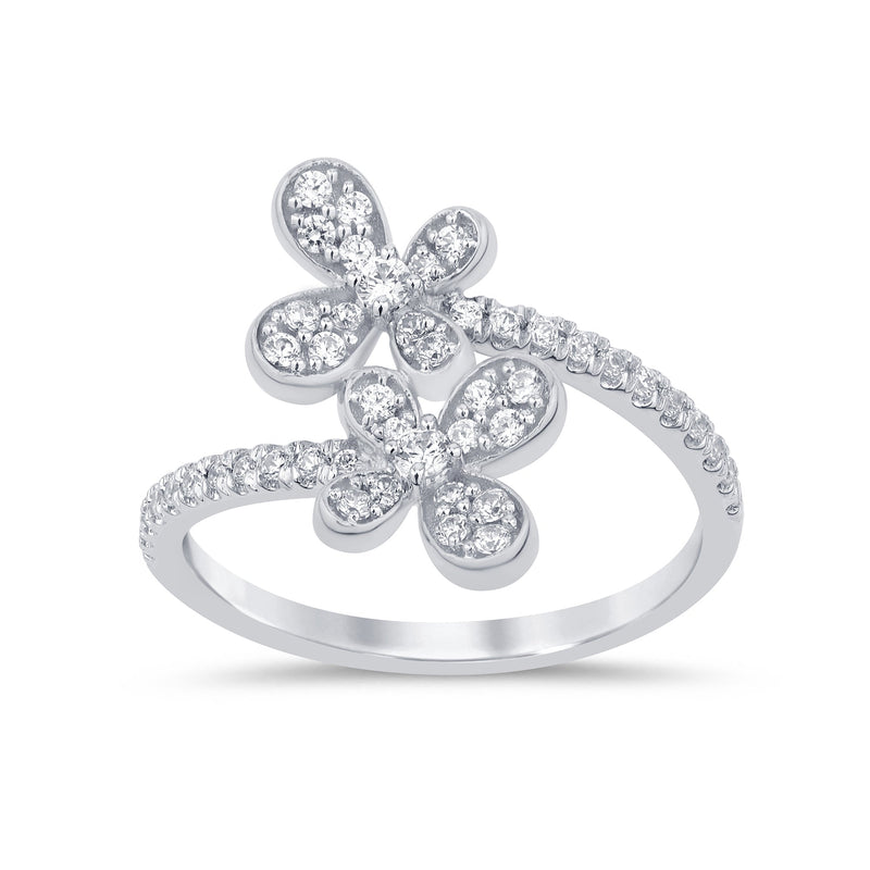 SPECIAL!.40ct G SI 14K White Gold Diamond Flower Ring Band Size 6.5