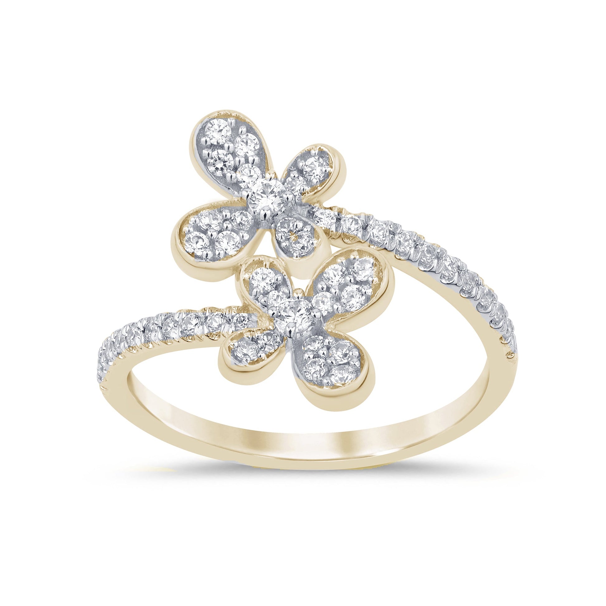 SPECIAL!.38ct G SI 14K Yellow Gold Diamond Flower Ring Band Size 6.5