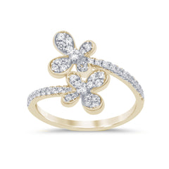 SPECIAL!.38ct G SI 14K Yellow Gold Diamond Flower Ring Band Size 6.5