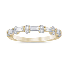 SPECIAL!.42ct G SI 14K Yellow Gold Diamond Round & Baguette Band Ring Size 6.5