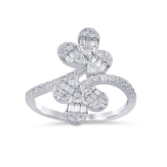 SPECIAL! .70ct G SI 14K White Gold  Round & Baguette Diamond Ring  Size 6.5