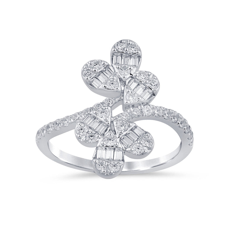 SPECIAL! .70ct G SI 14K White Gold  Round & Baguette Diamond Ring  Size 6.5