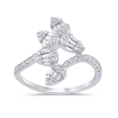SPECIAL! .60ct G SI 14K White Gold Round & Baguette Diamond Ring  Size 6.5