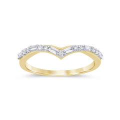 .22ct G SI 14K Yellow Gold Round & Baguette Diamond Stackable Band Ring Size 6.5