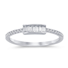 .20ct G SI 14K White Gold Round & Baguette Diamond Band Ring Size 6.5