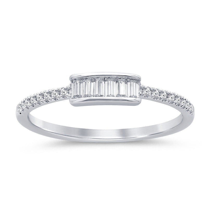 .20ct G SI 14K White Gold Round & Baguette Diamond Band Ring Size 6.5