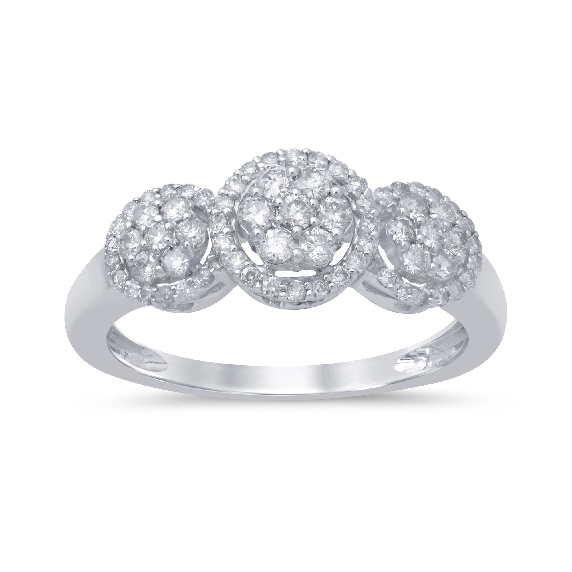 DIAMOND CLOSEOUT!  .51ct 14kt White Gold Round Diamond Three Stone Engagement Aniversary Ring