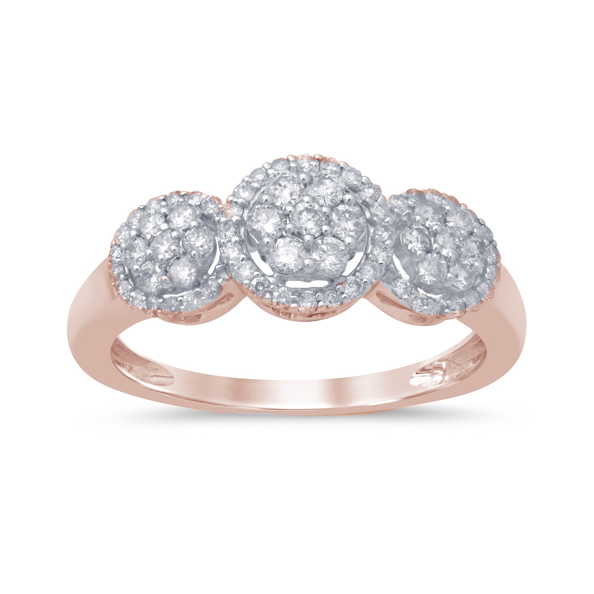 DIAMOND CLOSEOUT!  .51cts 14k Rose Gold Diamond Three Stone Engagement Ring Size 6.5