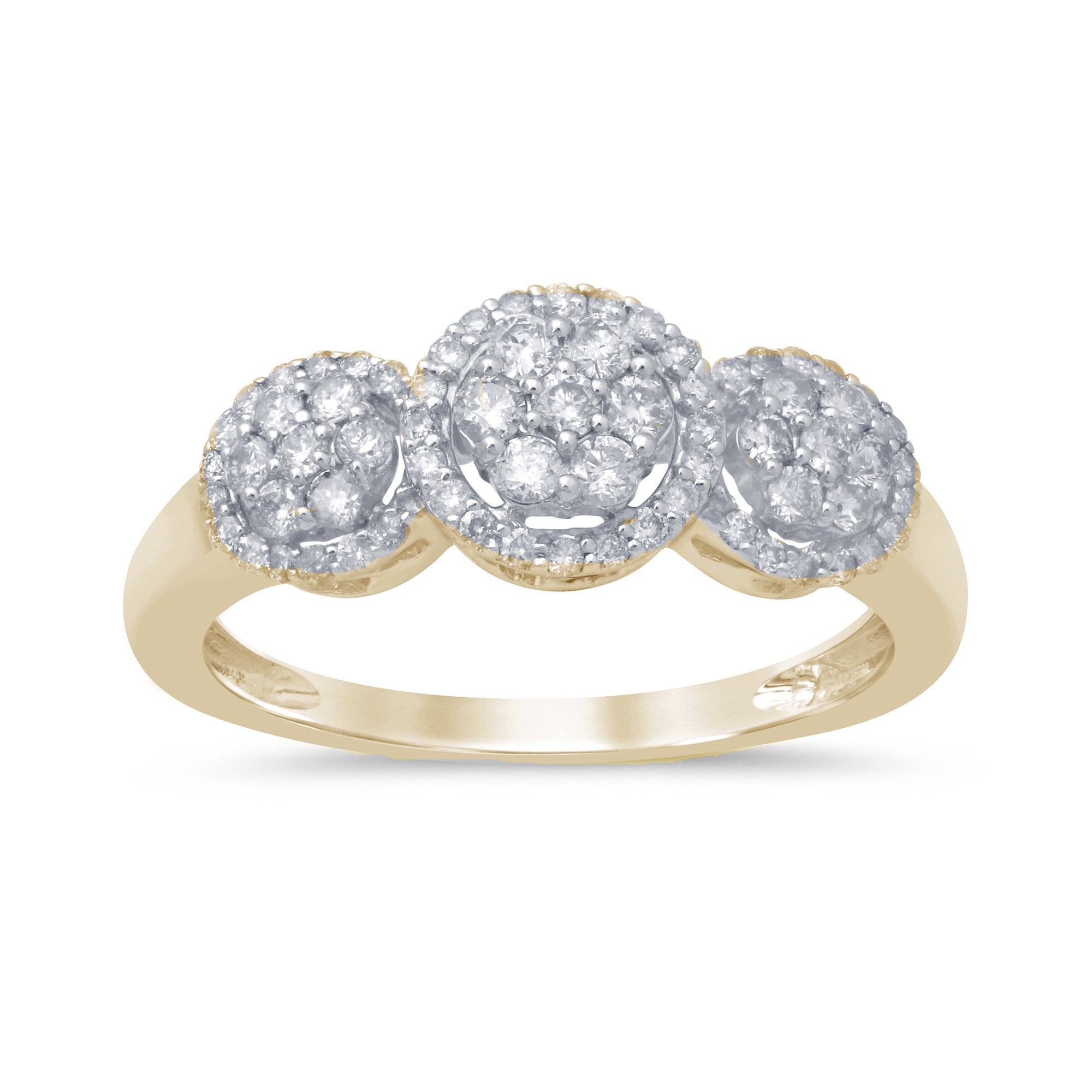 DIAMOND CLOSEOUT! .47ct 14k Yellow Gold Diamond Three Stone Engagement Ring Size 6.5