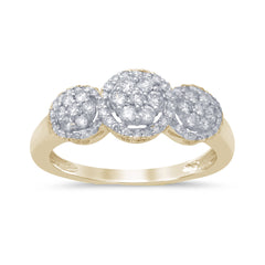 DIAMOND CLOSEOUT! .47ct 14k Yellow Gold Diamond Three Stone Engagement Ring Size 6.5