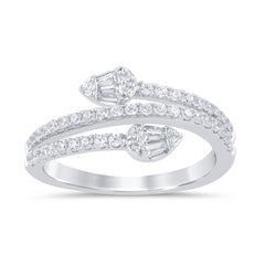 SPECIAL! .50ct G SI 14K White Gold Round & Baguette Diamond Wrap Around Band Ring  Size 6.5