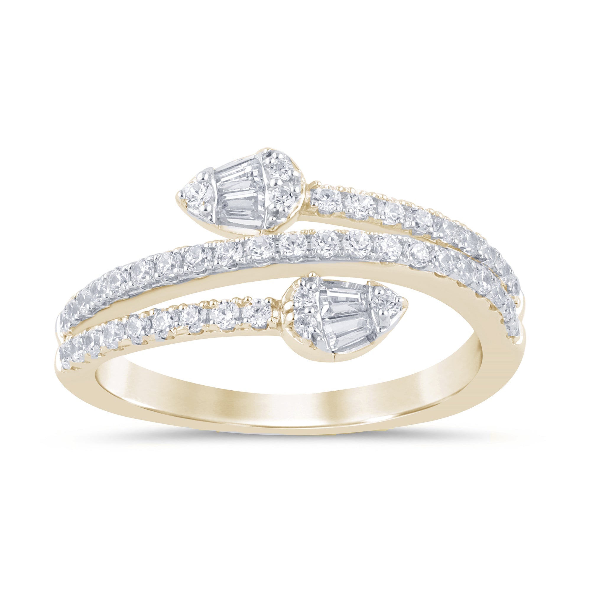 SPECIAL! .53ct G SI 14K Yellow Gold Round & Baguette Diamond Wrap Around Band Ring  Size 6.5