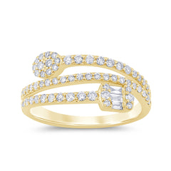 SPECIAL! .48ct G SI 14K Yellow Gold Round & Baguette Diamond Wrap Around Ring Band Size 6.5