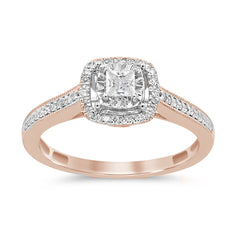 DIAMOND CLOSEOUT! .27ct G SI 14K Rose Gold Square Halo Diamond Engagement Promise Ring Size 6.5