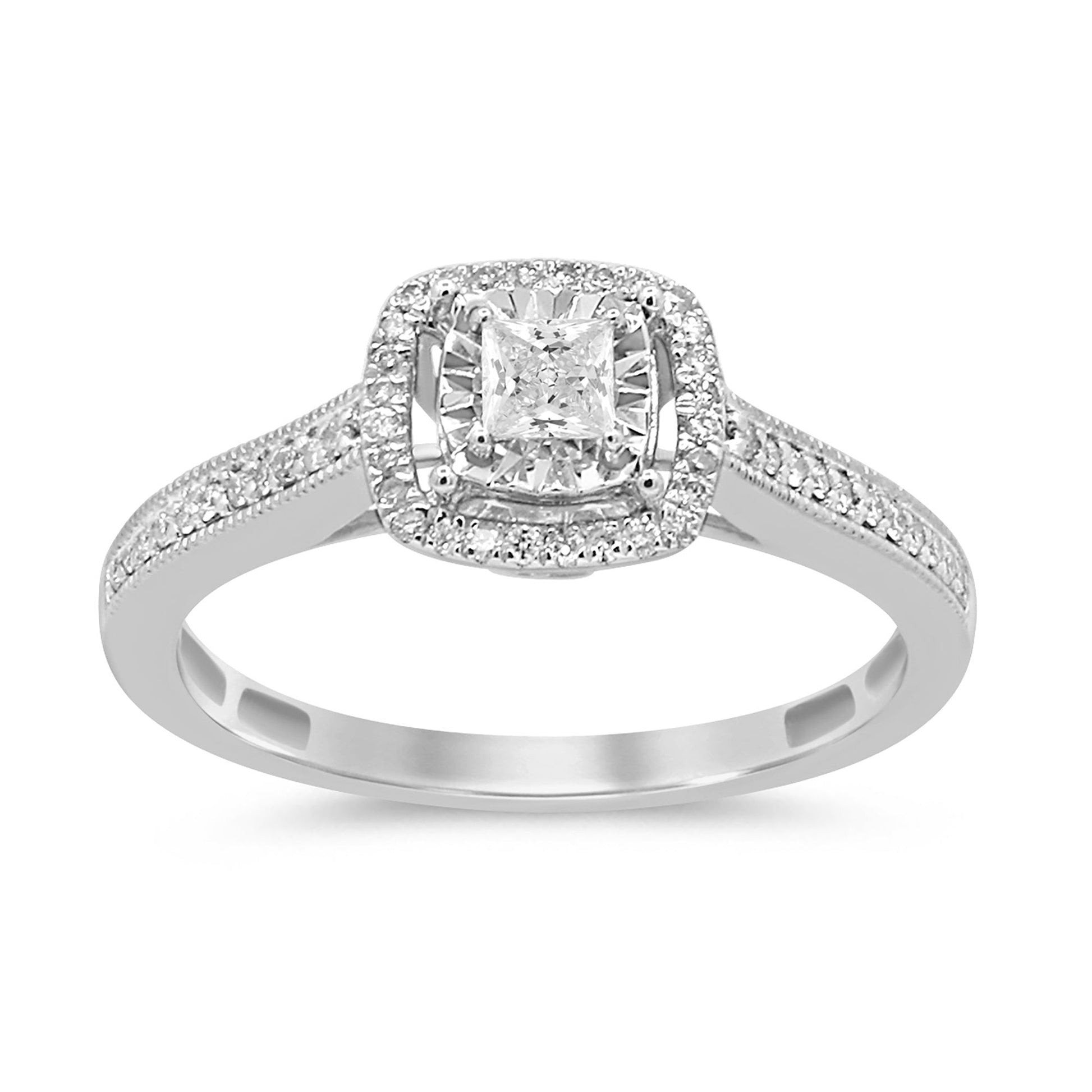 DIAMOND CLOSEOUT! .26ct 14k White Gold Princess Square Diamond Promise Engagement Ring