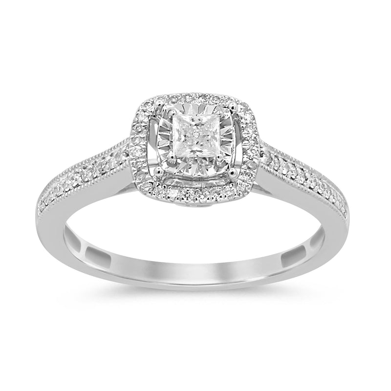 DIAMOND CLOSEOUT! .26ct 14k White Gold Princess Square Diamond Promise Engagement Ring