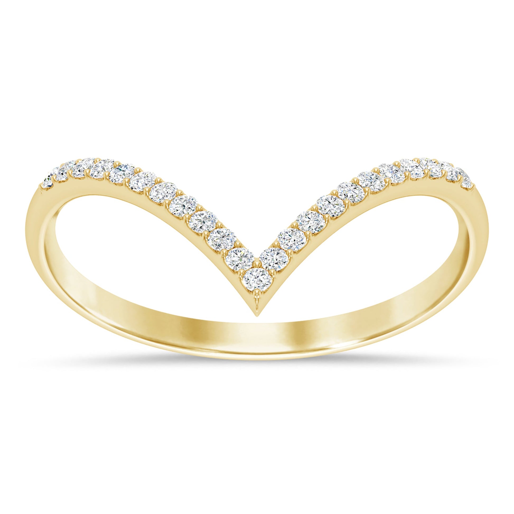 .26ct G SI 14K Yellow Gold Diamond Chevron Ring Size 6.5