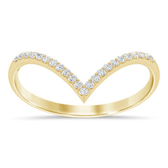 .26ct G SI 14K Yellow Gold Diamond Chevron Ring Size 6.5