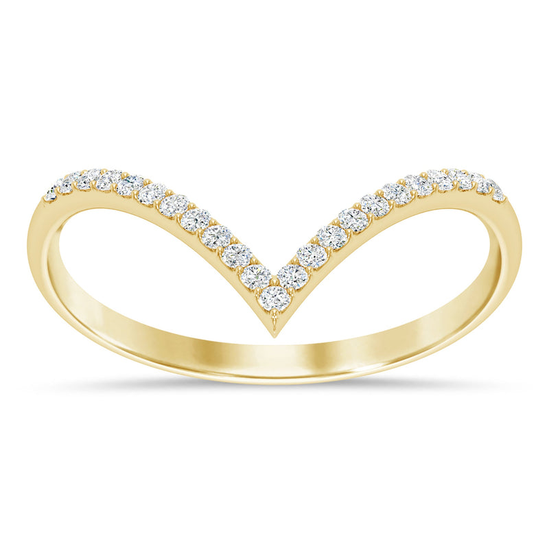 .26ct G SI 14K Yellow Gold Diamond Chevron Ring Size 6.5