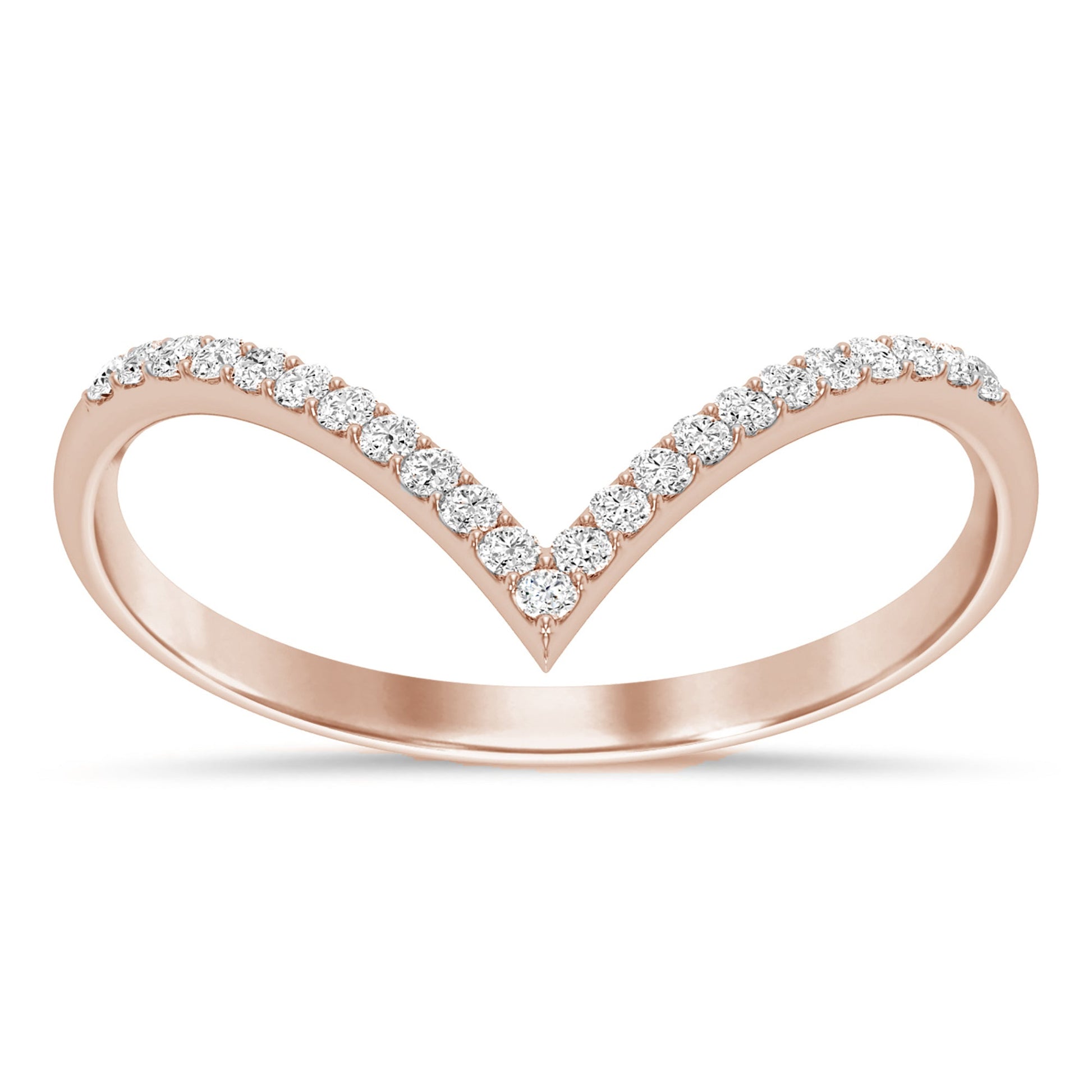 .27ct G SI 14K Rose Gold Diamond Chevron Ring Size 6.5