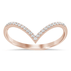 .27ct G SI 14K Rose Gold Diamond Chevron Ring Size 6.5