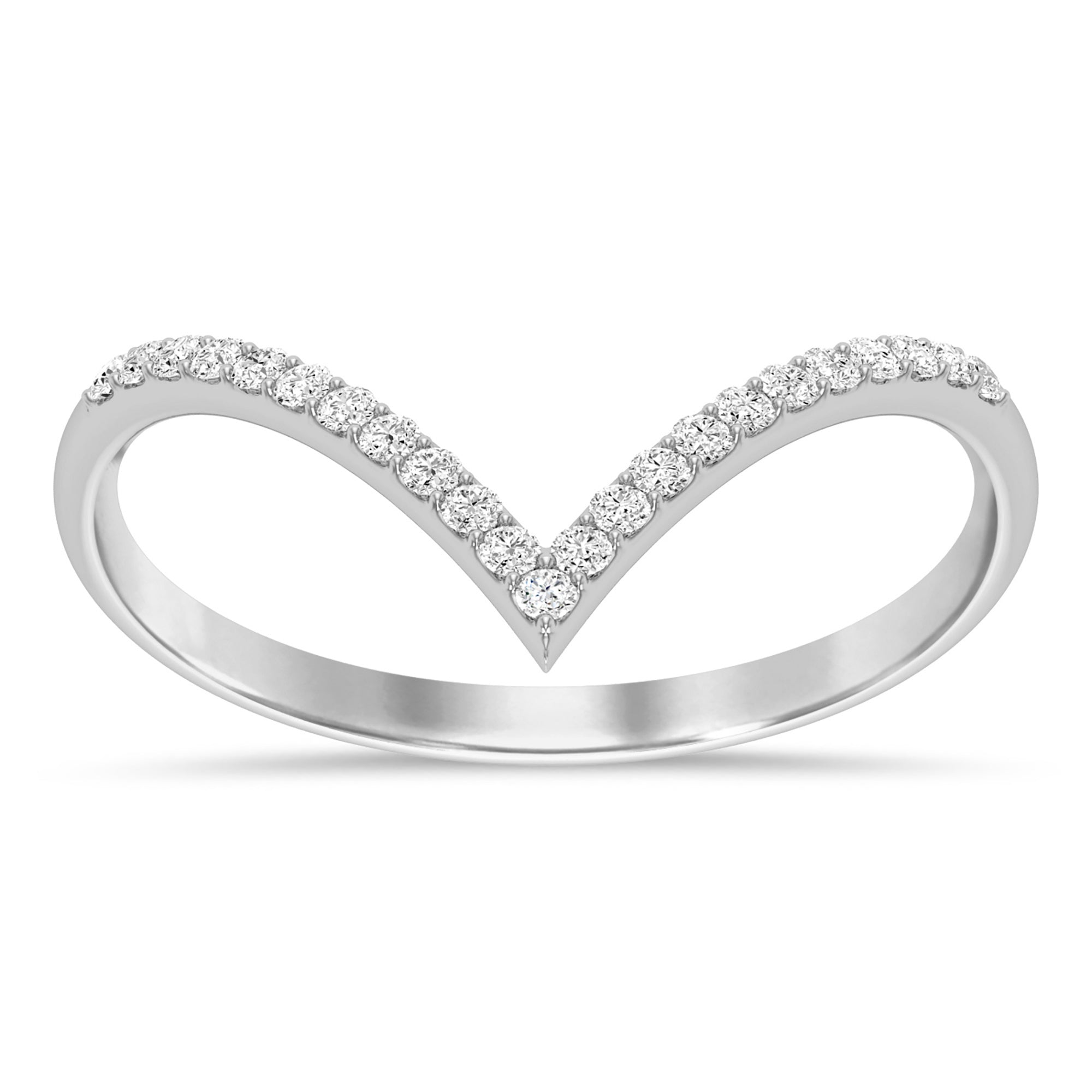 .27ct G SI 14K White Gold Diamond Chevron Ring Size 6.5