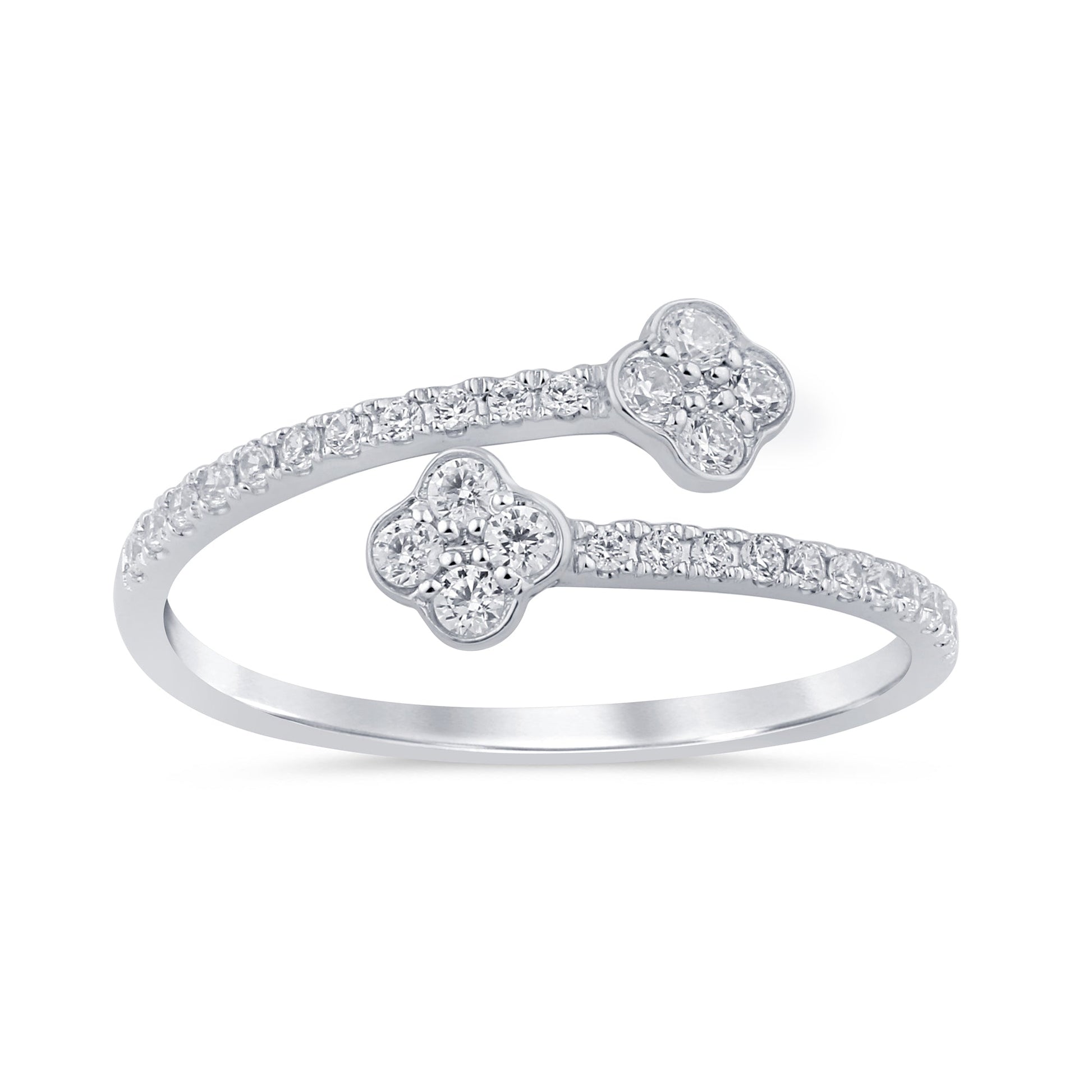 SPECIAL! .24ct G SI 14K White Gold Diamond Flower Open Ring Band Size 6.5