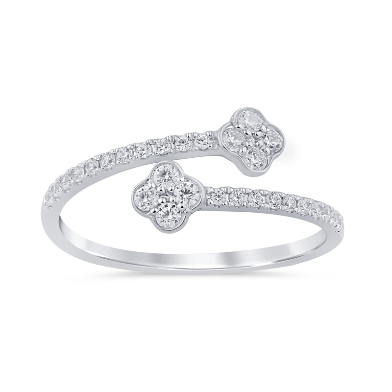 SPECIAL! .24ct G SI 14K White Gold Diamond Flower Open Ring Band Size 6.5
