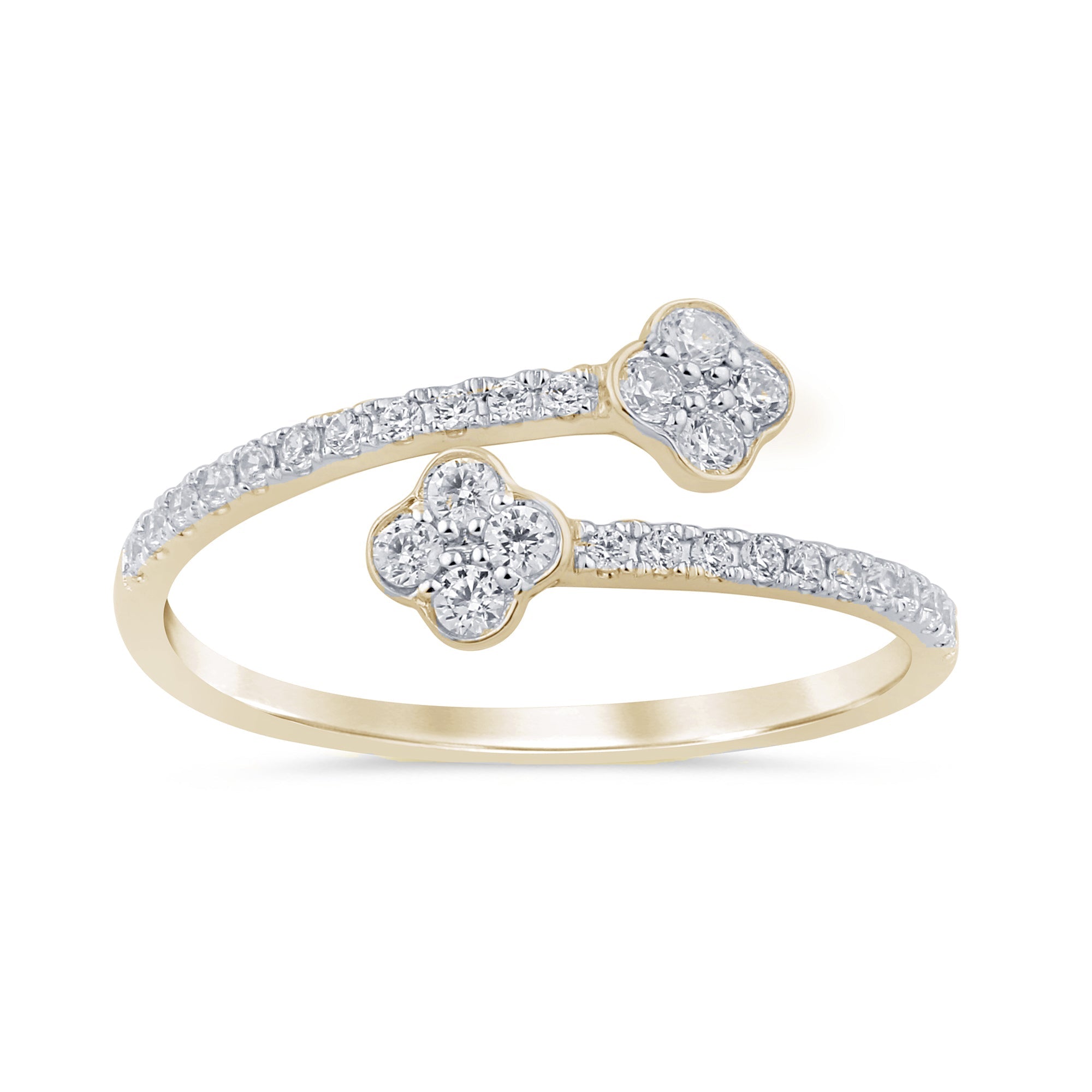 SPECIAL! .25ct G SI 14K Yellow Gold Diamond Flower Open Ring Band Size 6.5