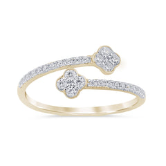 SPECIAL! .25ct G SI 14K Yellow Gold Diamond Flower Open Ring Band Size 6.5