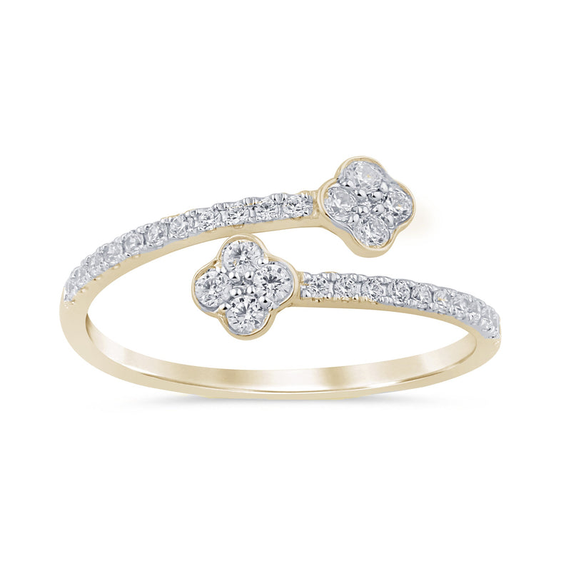 SPECIAL! .25ct G SI 14K Yellow Gold Diamond Flower Open Ring Band Size 6.5