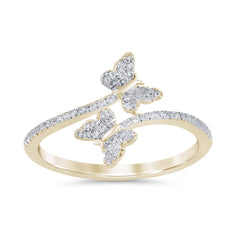 .18ct G SI 14K Yellow Gold Diamond Butterfly Band Ring Size 6.5