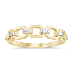 DIAMOND CLOSEOUT! .13ct G SI 14K Yellow Gold Baguette Diamond Stone Ring Band Size 6.5